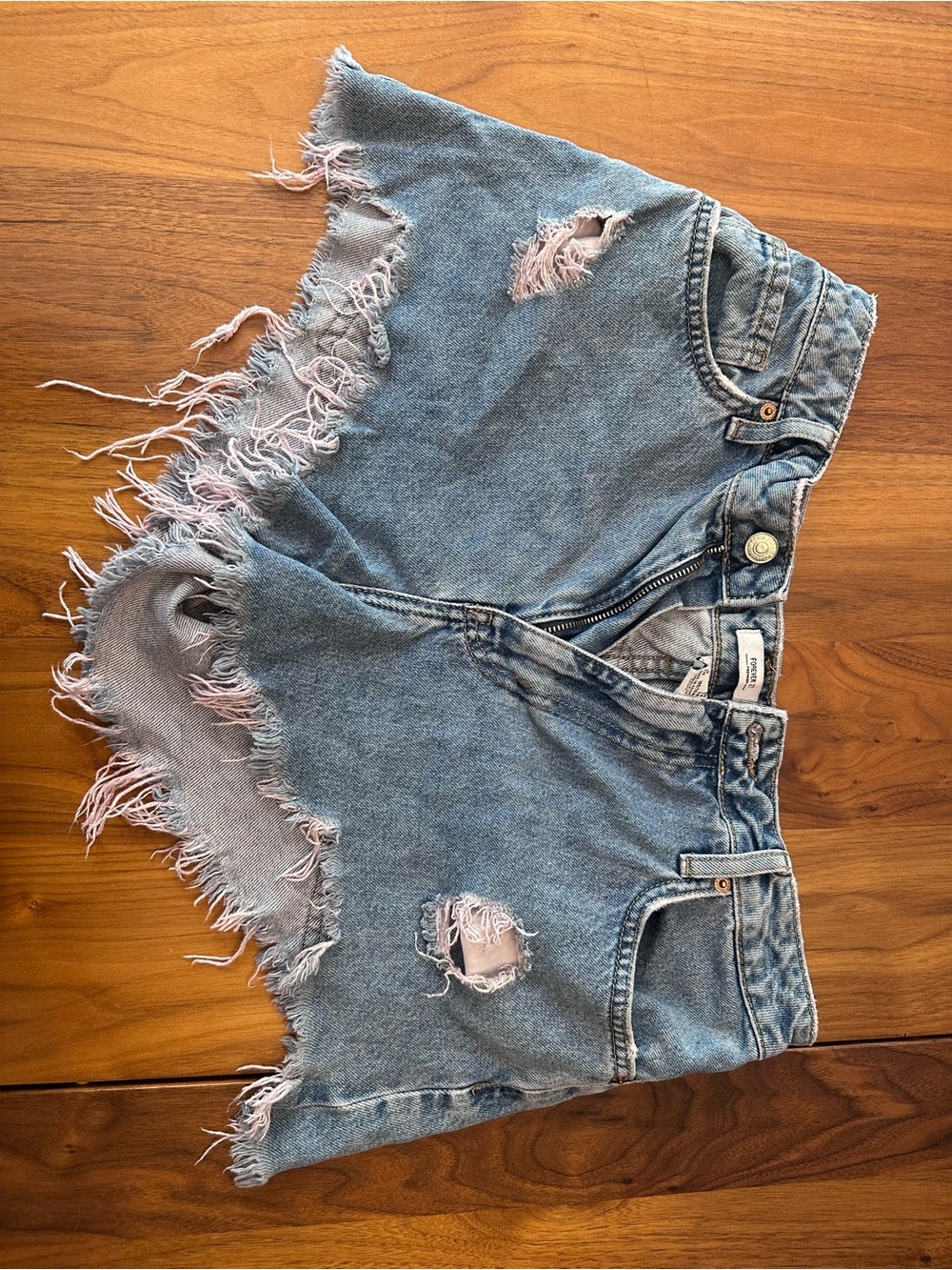 Forever 21 Light Blue Distressed Frayed Denim Shorts